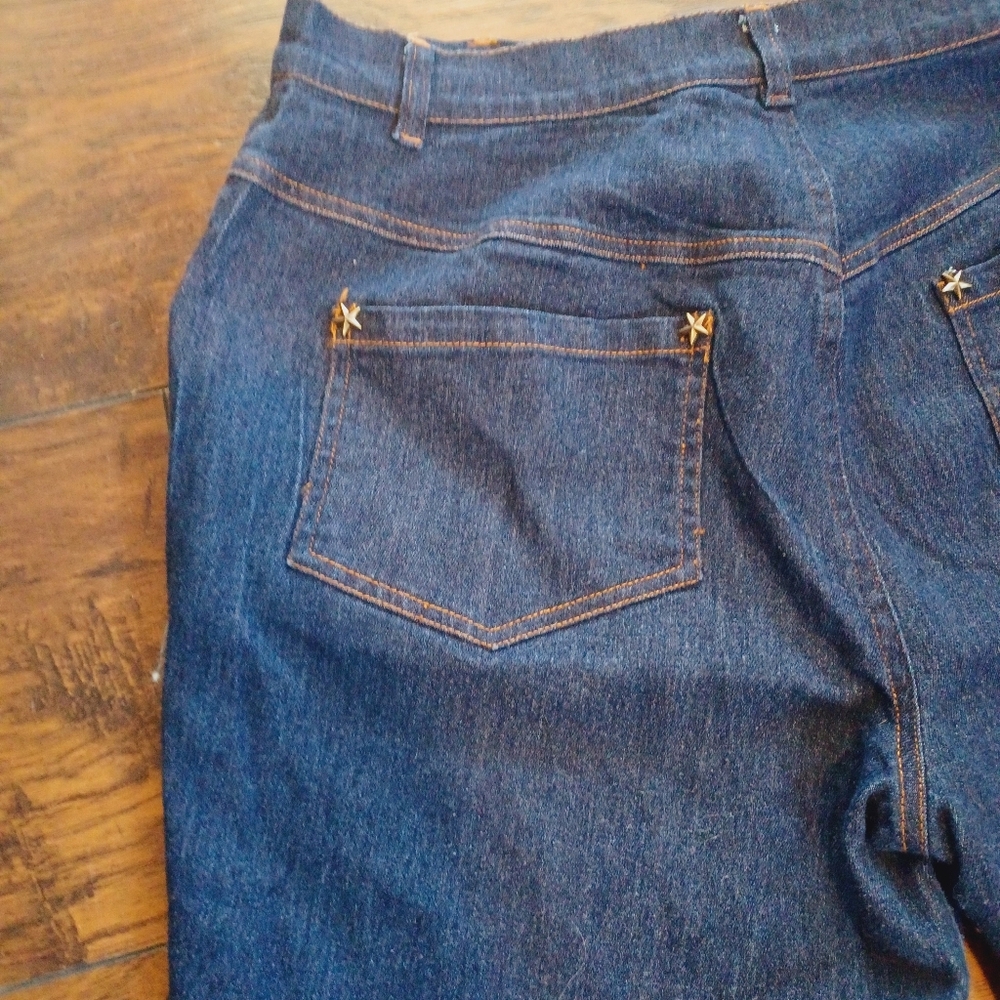 Unique Vintage Dark Denim High Waisted Cigarette Pants Jeans - Picture 4 of 5